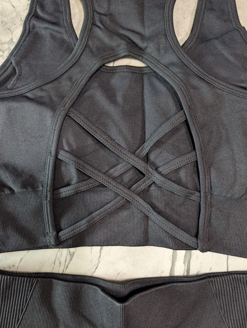 Alo High-Waist Black Short Bra Set Size Large - Picture 7 of 8